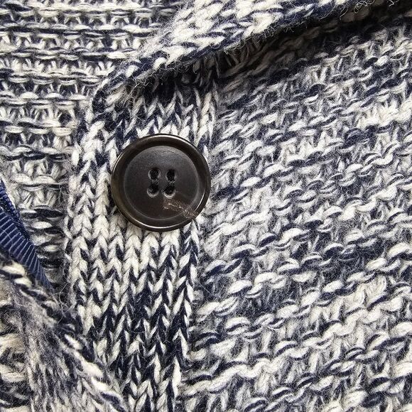 Frame Belted Melange Wool Blend Belted Cardigan in Navy and Light Gray Size S - Picture 5 of 14